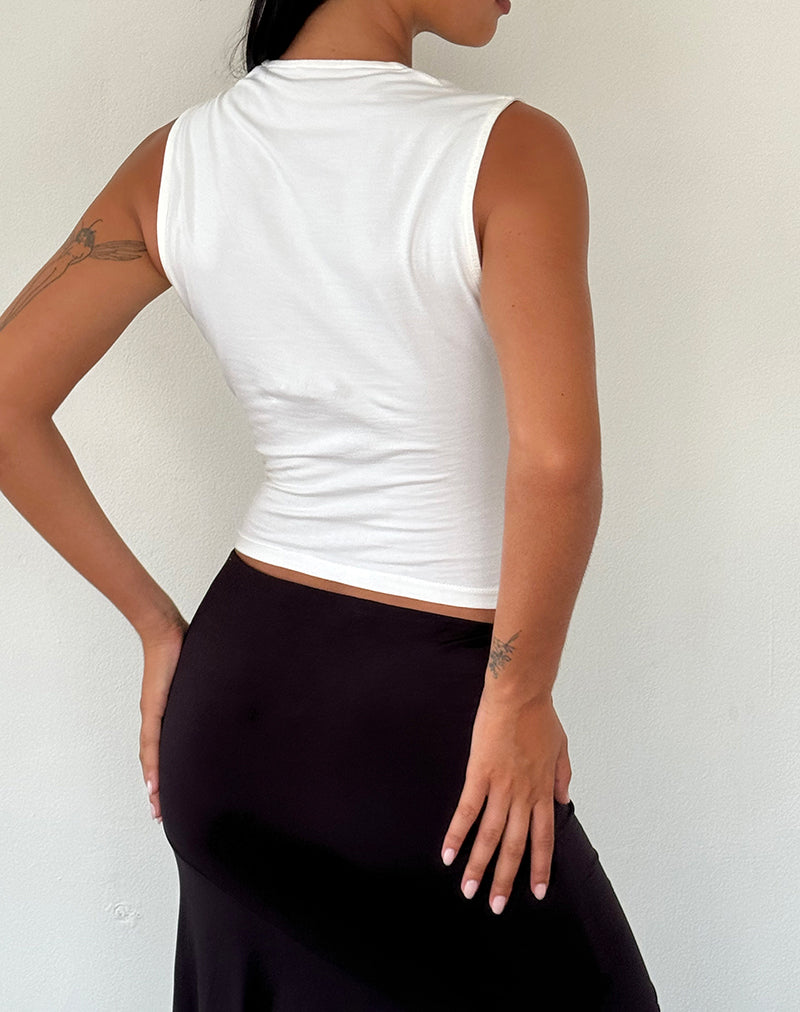 Afbeelding van Jiniso Crop Top in Off White met zwarte strikken