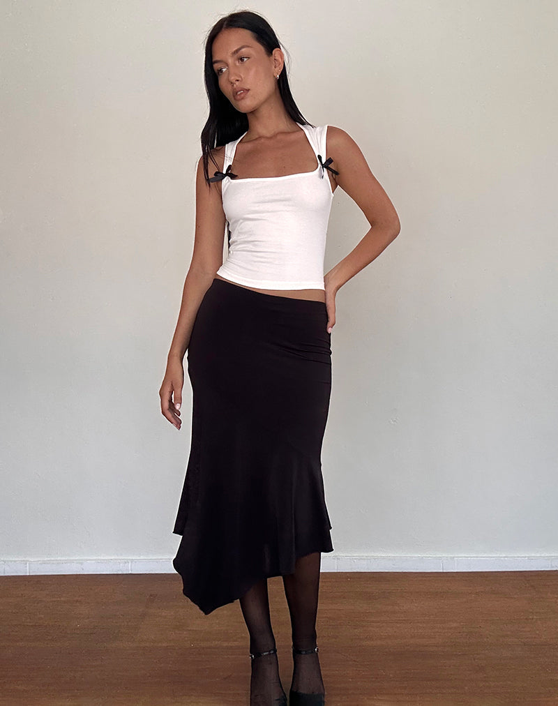 Afbeelding van Jiniso Crop Top in Off White met zwarte strikken