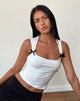 Afbeelding van Jiniso Crop Top in Off White met zwarte strikken