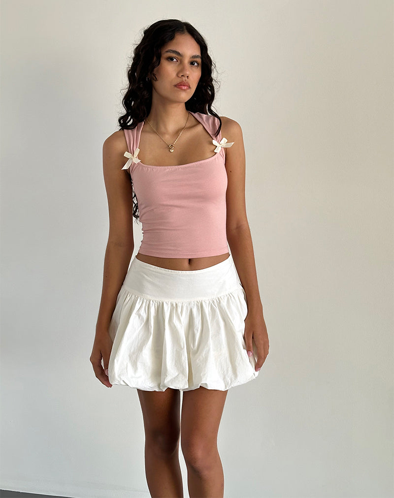 Afbeelding van Jiniso Crop Top in Roze Dame met Ivoren Strikjes