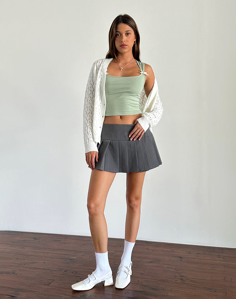 Jiniso Crop Top in Sage met Ivory Strikken