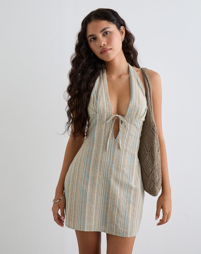 Afbeelding van Jioner Mini Dress in Stripe Yellow met Voering