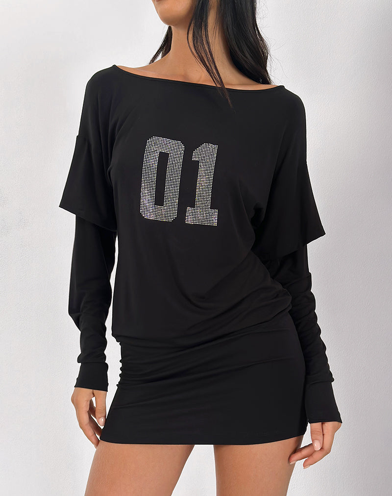 Jionni Sweater Dress in Hotfix Zwart
