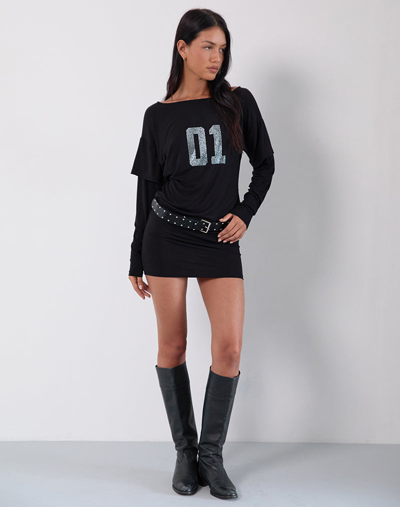 Afbeelding van Jionni Sweater Dress in Hotfix Zwart
