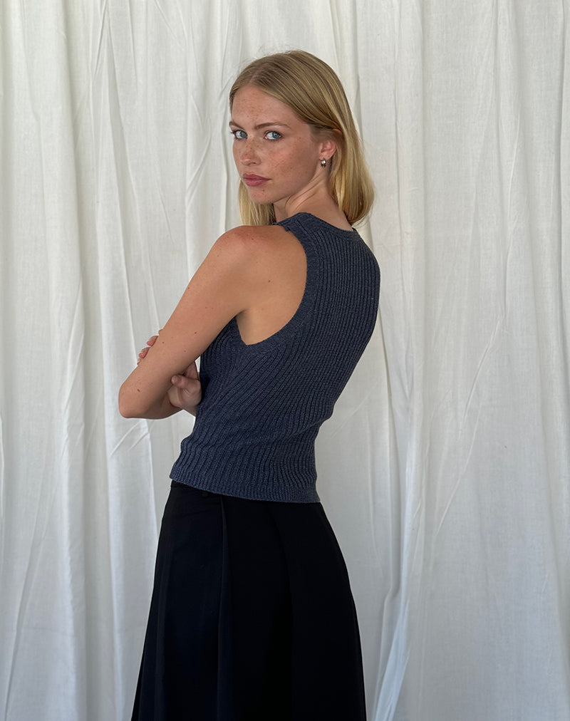 Afbeelding van Jiselle Gebreide Tanktop in Donker Houtskool