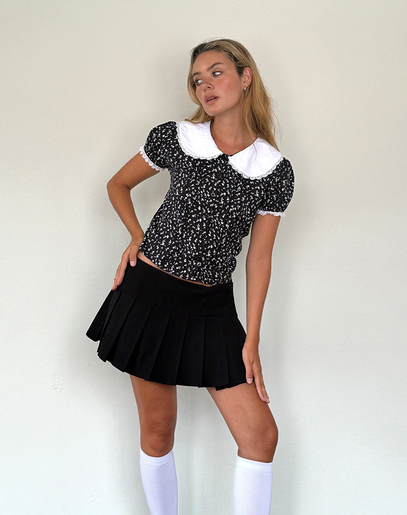 Afbeelding van Jisoya Blouse in Zwart Ditsy Romance
