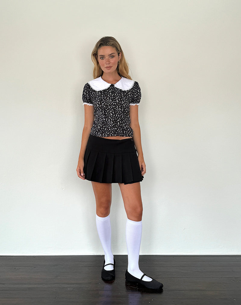 Afbeelding van Jisoya Blouse in Zwart Ditsy Romance