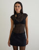Afbeelding van Jiwon Keyhole Top in Polka Lace Zwart