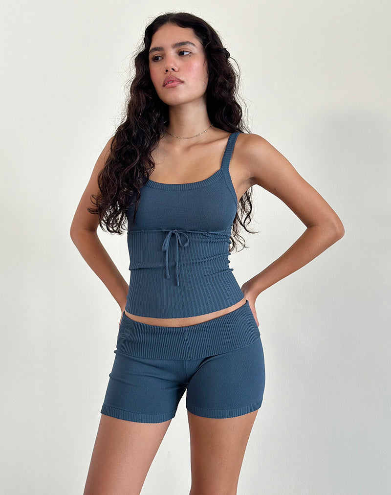 Hallie gebreide hot pants in oceaanstorm
