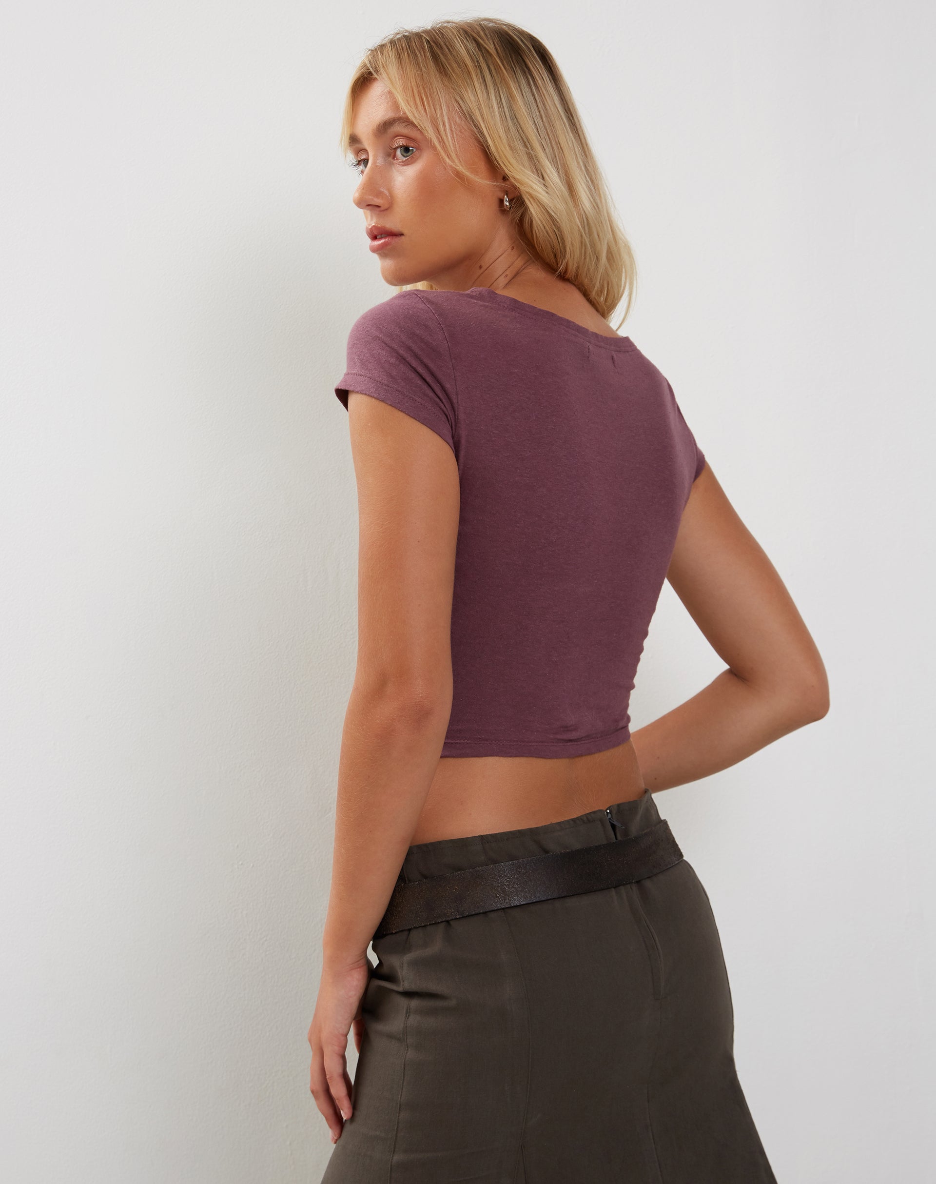 Afbeelding van Jojes Ondergedompeld Hem T-shirt in Katoen Hennep Mauve
