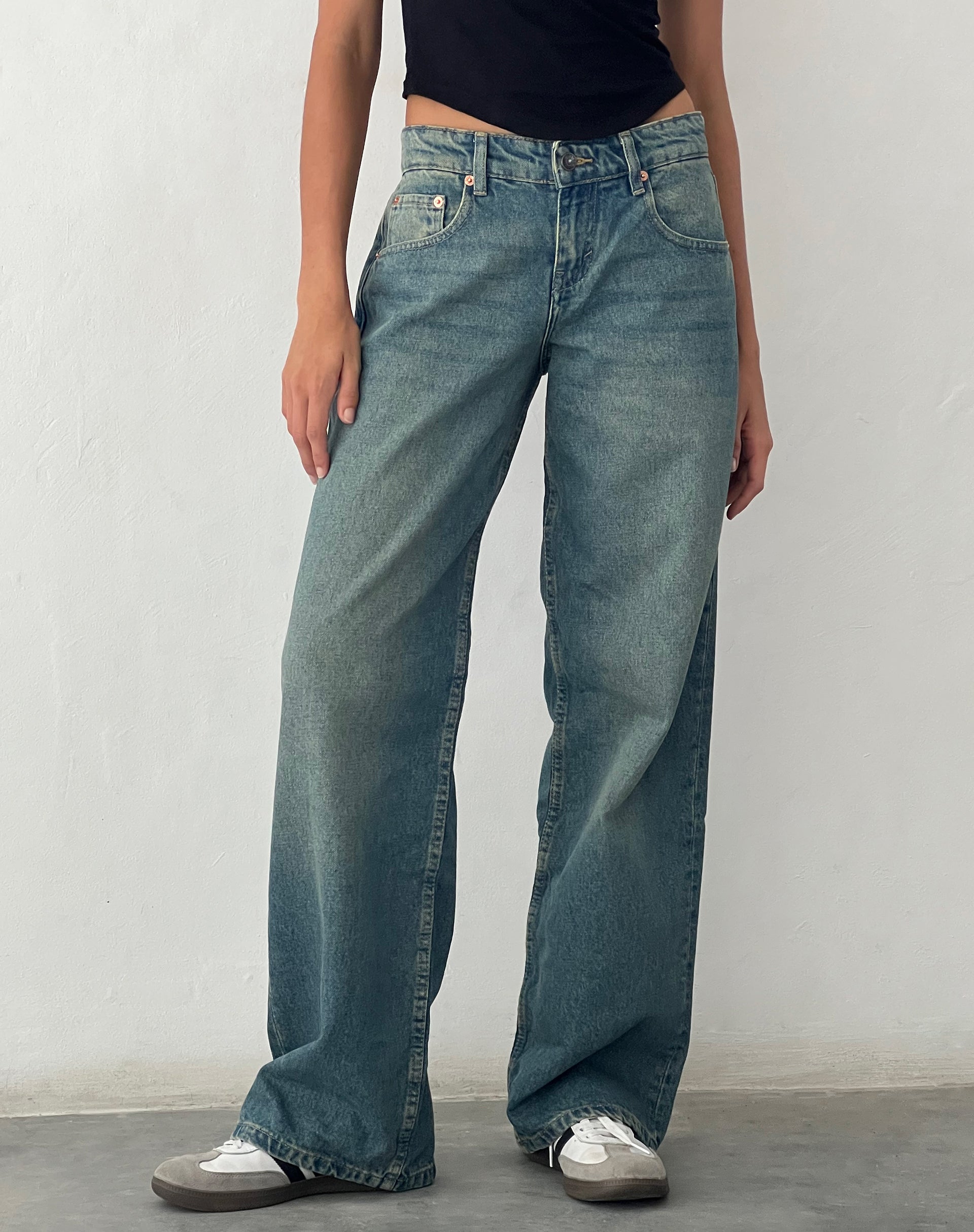 Afbeelding van Low Rise Parallel Jeans in Vintage Blauwgroen