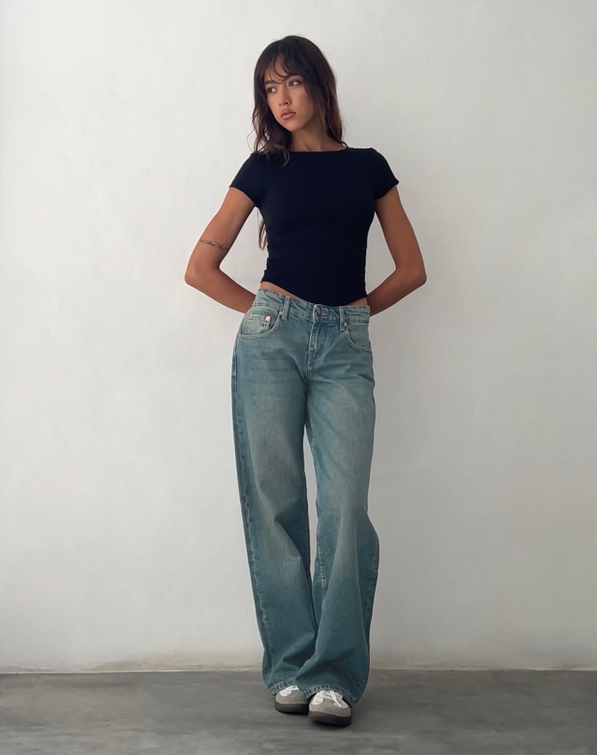Afbeelding van Low Rise Parallel Jeans in Vintage Blauwgroen