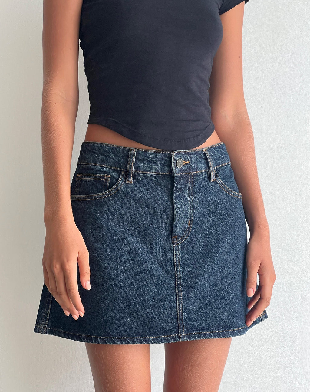 Mini A-lijn rok in Indigo Denim