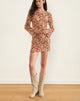 Afbeelding van Jovia Mini Jurk in Chiffon Rusty Flower