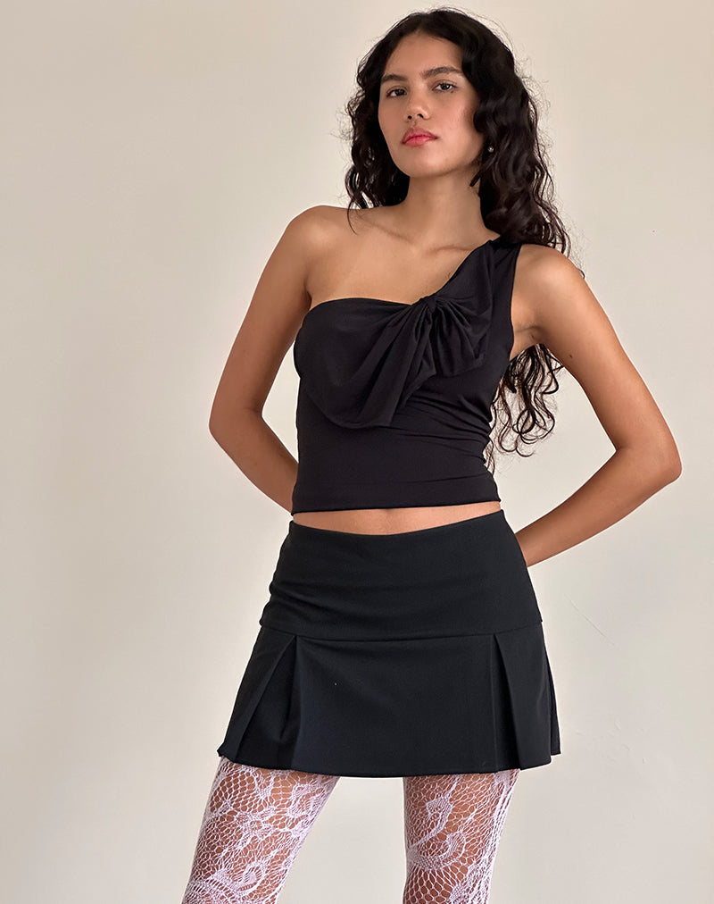 Afbeelding van Jovie One Shoulder Slinky Bow Top in Zwart