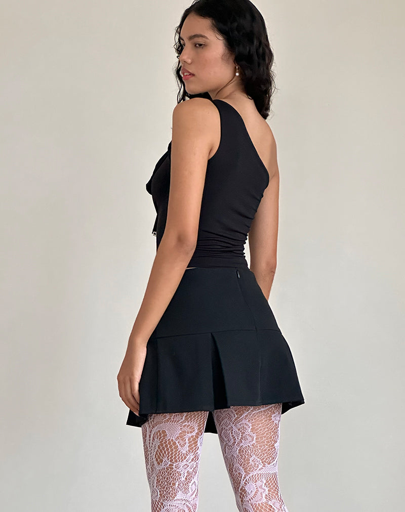 Afbeelding van Jovie One Shoulder Slinky Bow Top in Zwart