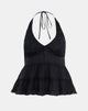 Afbeelding van Juanita Frill Halter Hals Top in Zwart