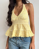 Afbeelding van Juanita Frill Halterneck Top in Geel
