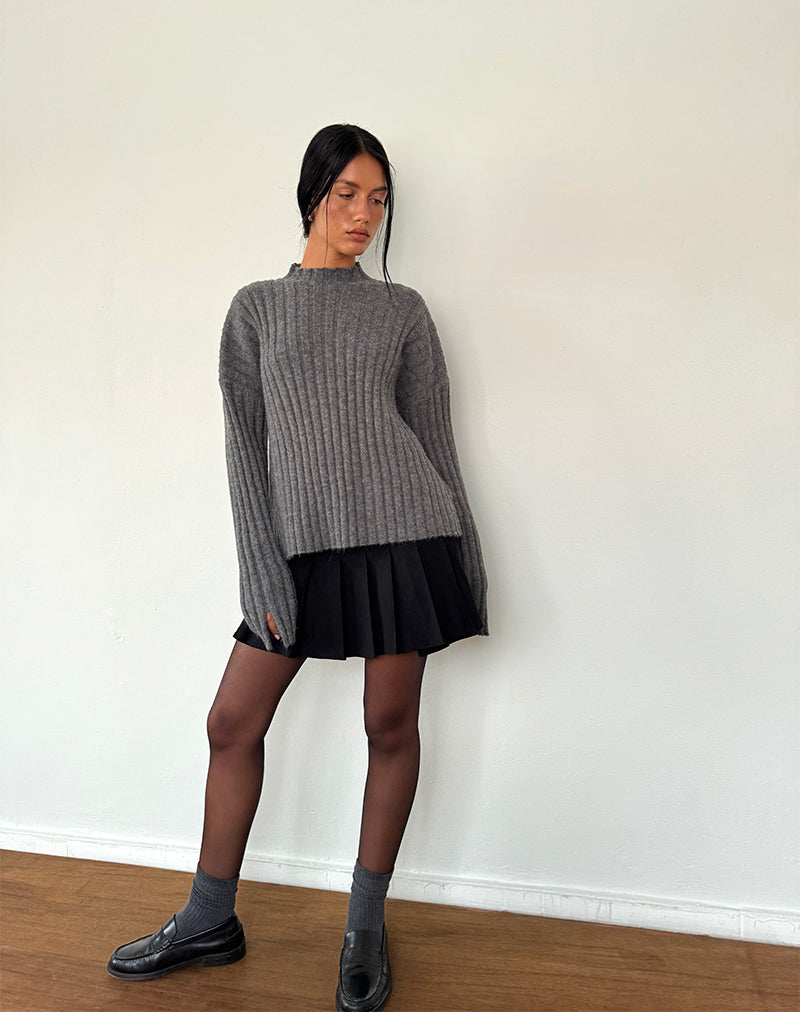 Afbeelding van Judah Oversized Chunky Rib Knit Trui in Charcoal