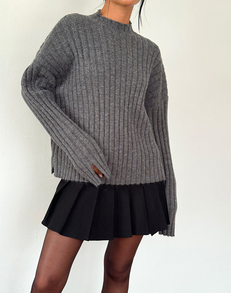Afbeelding van Judah Oversized Chunky Rib Knit Trui in Charcoal