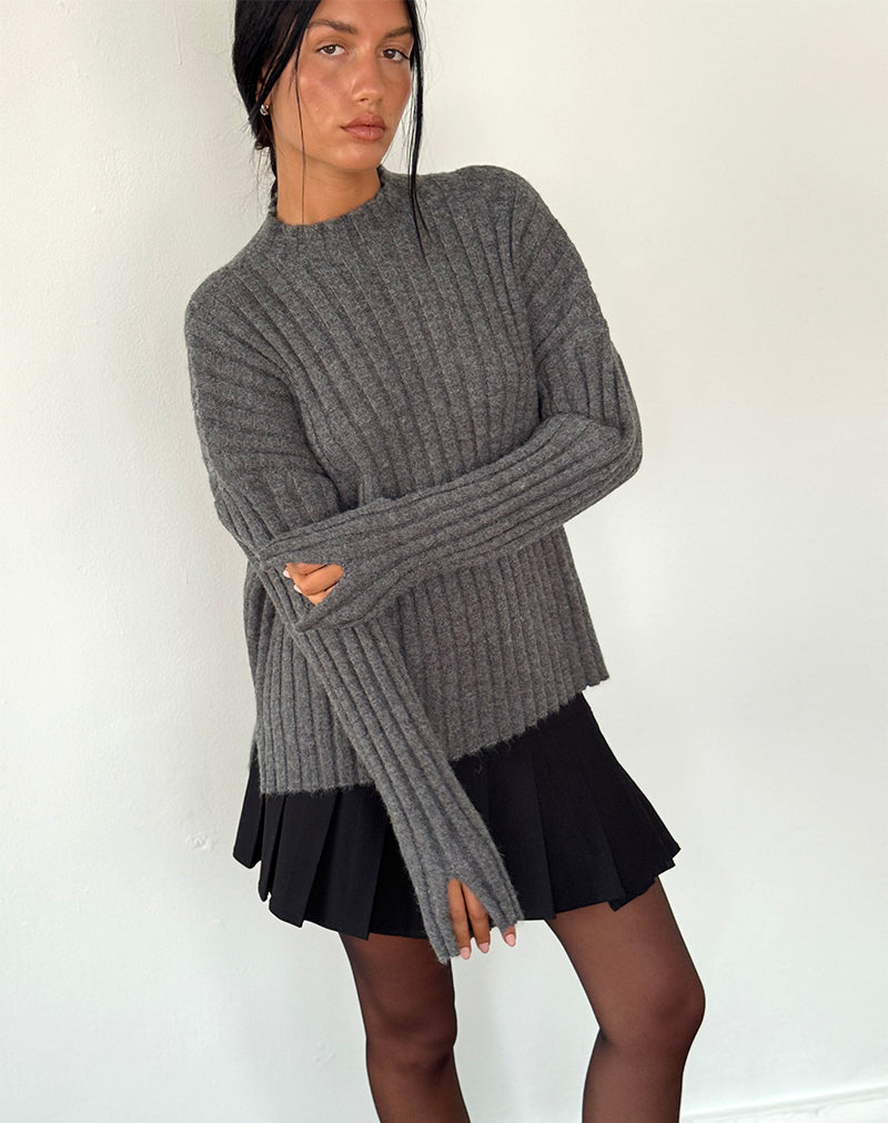 Afbeelding van Judah Oversized Chunky Rib Knit Trui in Charcoal