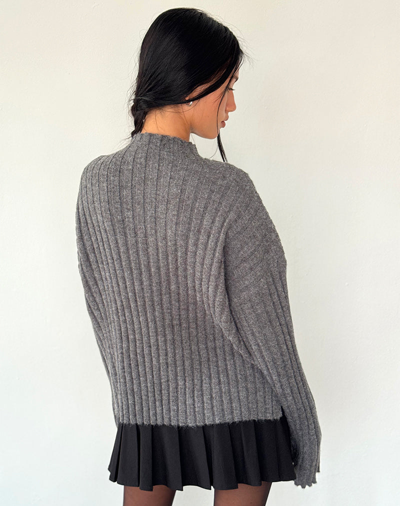 Afbeelding van Judah Oversized Chunky Rib Knit Trui in Charcoal