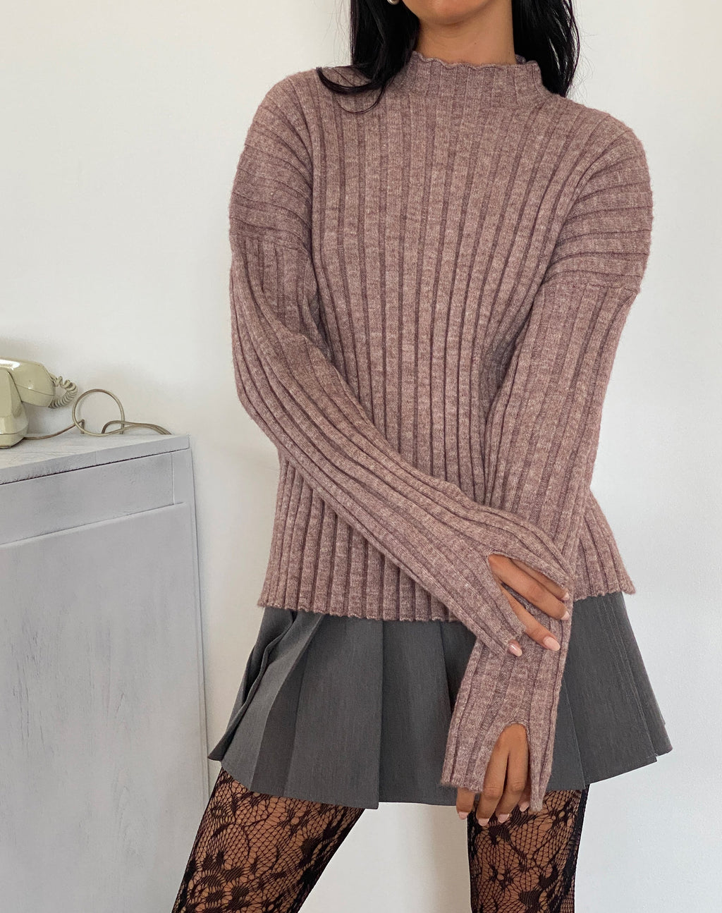 Judah oversized grof gebreide trui in taupe