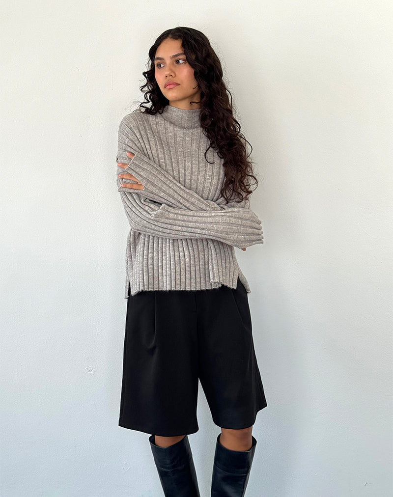 Afbeelding van Judah Oversized grof gebreide trui in lichtgrijs
