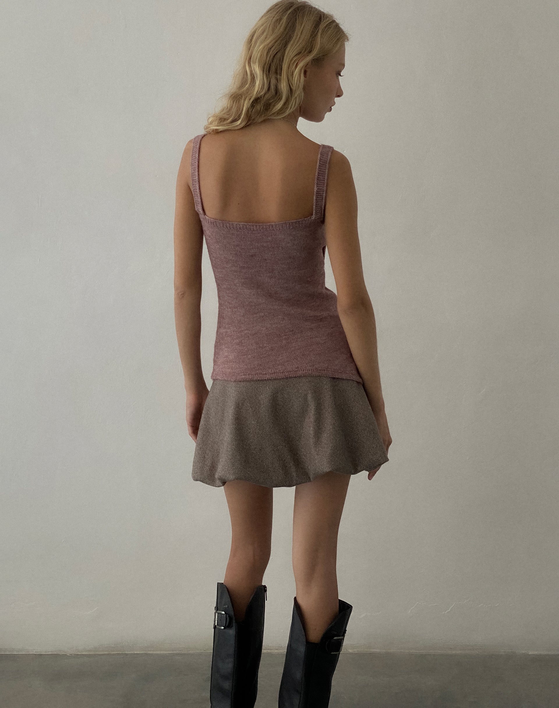 Afbeelding van Juliet Rosette Cami Top in Gebreid Kastanjebruin