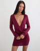 Afbeelding van Junbi Wrap Mini Dress in Knit Wine
