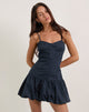Afbeelding van Juun Puffball Mini Dress in Dark Navy