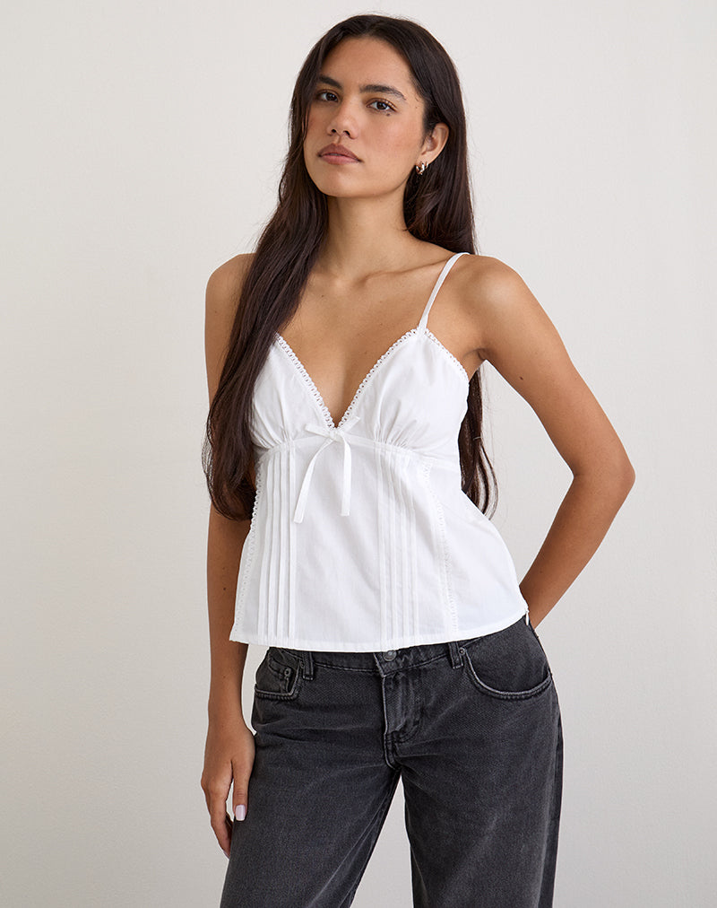 Jepuni Cami Top in Wit Popeline