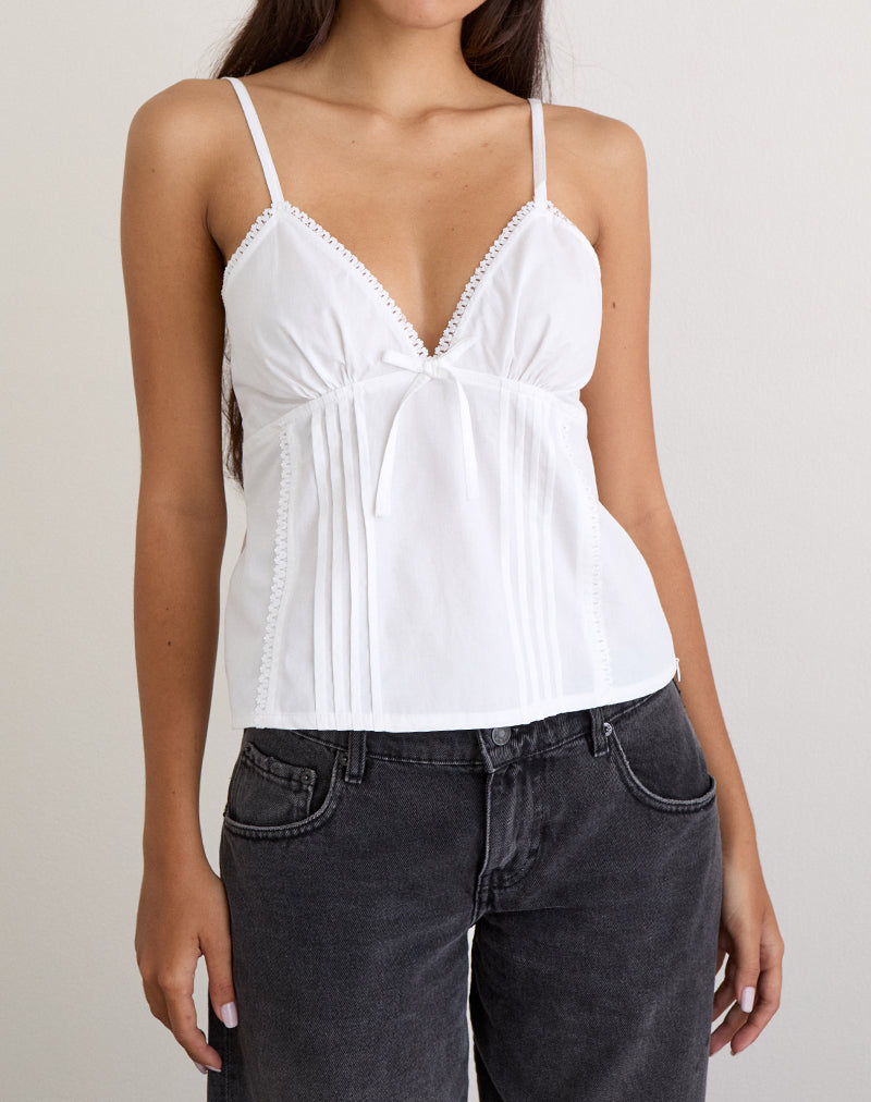 Jepuni Cami Top in Wit Popeline