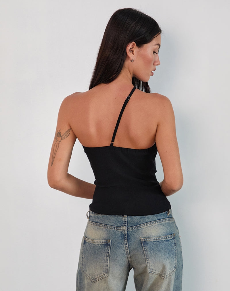 Afbeelding van Kacya Asymmetrische Top in Zwart met Gesp