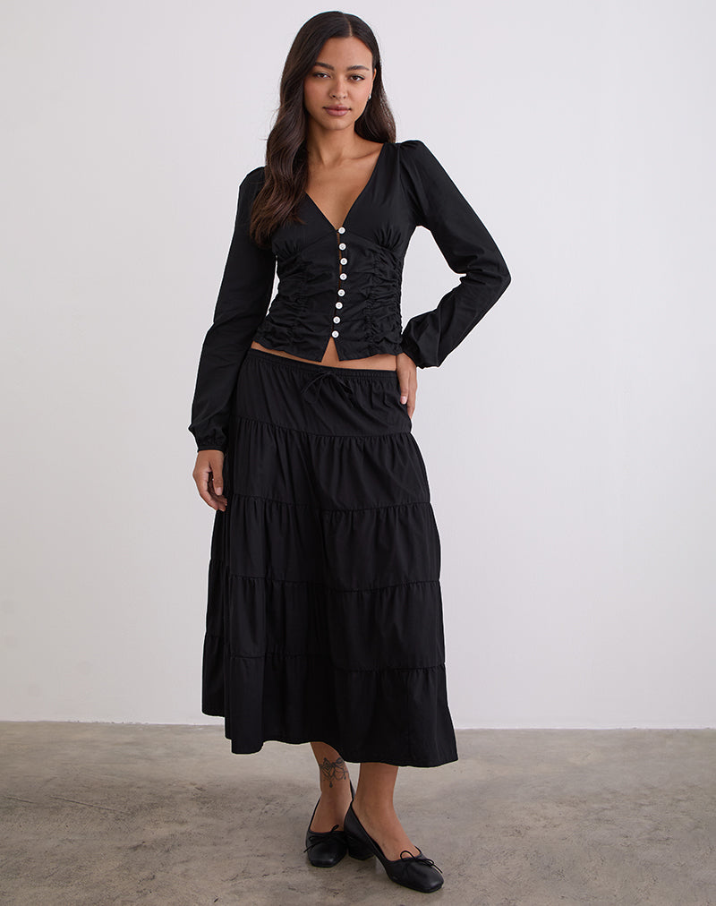 Afbeelding van Kadek Aansluitende Blouse in Popeline Zwart