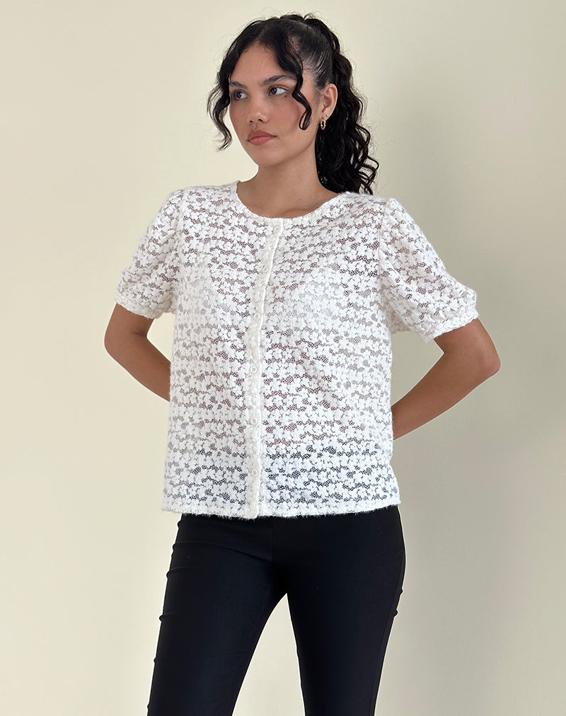 Kaelyn Top in Dahlia Kant Ivoor