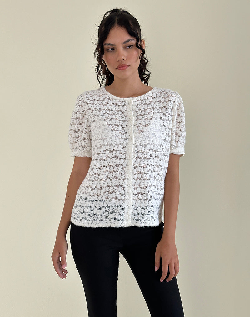 Kaelyn Top in Dahlia Kant Ivoor