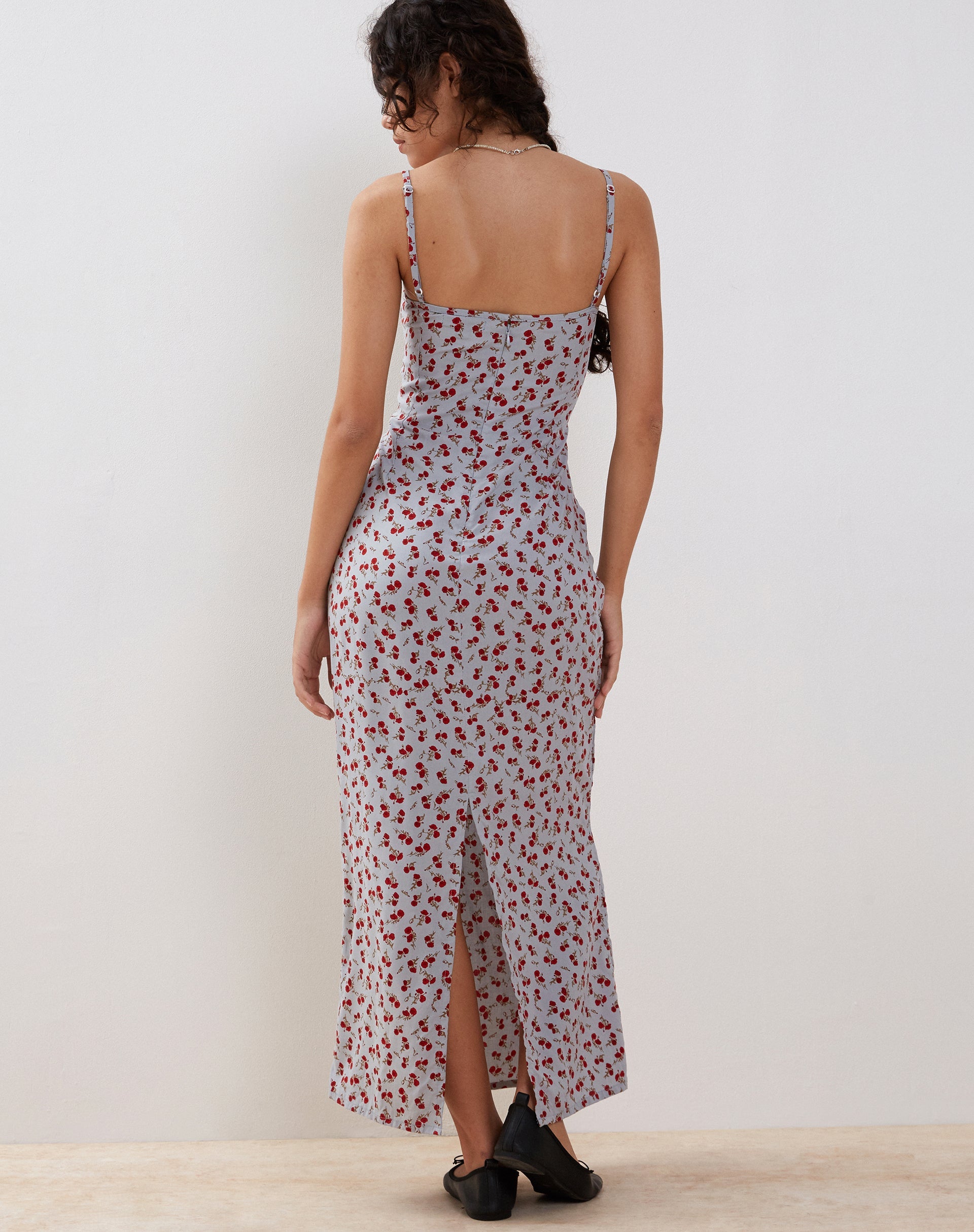 Afbeelding van Kafka Maxi Slip Jurk in Blauw Bloemig Ditsy