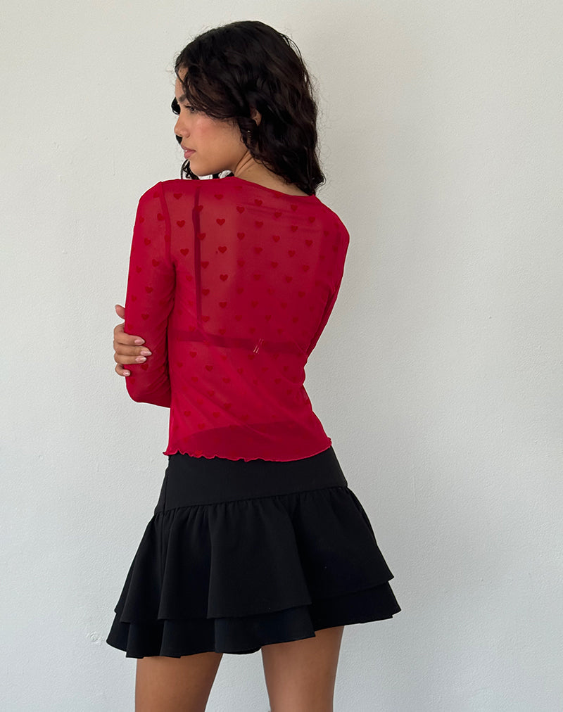 Afbeelding van Kahula Shirt in Red Heart Flocked Mesh
