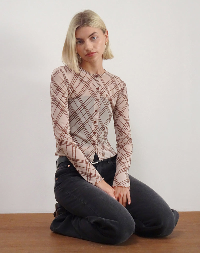 Afbeelding van Kahula Shirt in Sketchy Stripe Nude