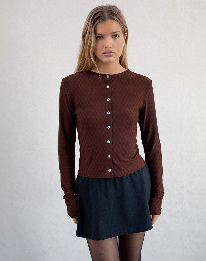 Kahula Overhemd in Argyle Mesh Bruin