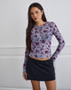 Afbeelding van Kahula Top in Lotus Flock Check Lavendel