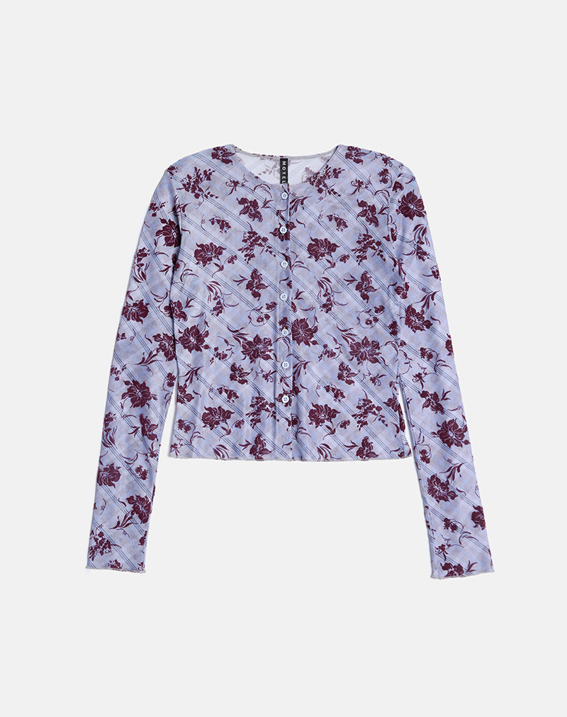 Afbeelding van Kahula Top in Lotus Flock Check Lavendel
