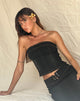 Afbeelding van Kaiha Denim Bandeau Korset Top in Black Wash