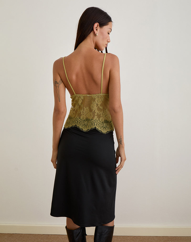Afbeelding van Kaika Plunge Cami Top in Eyelash Kant Chartreuse
