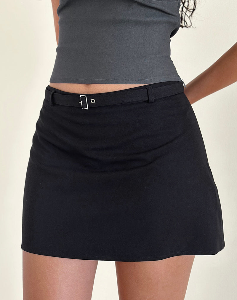 Afbeelding van Kaimar Mini rok met riem in zwart