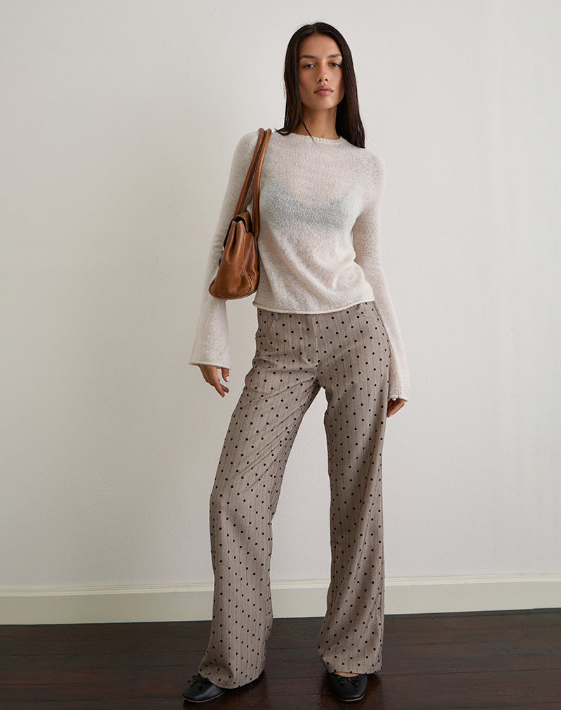 Tatina broek in beige met polka krijtstreep