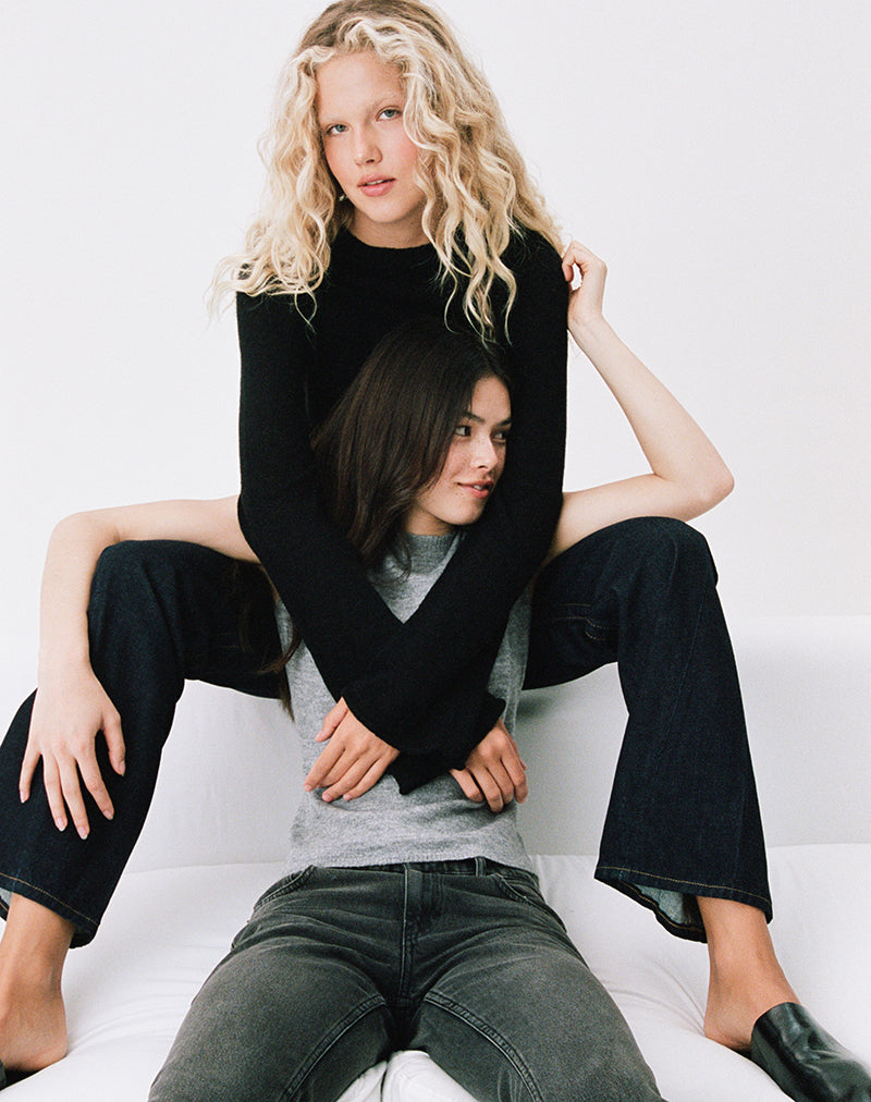 Kaleo Roll Edge Jumper in gebreid zwart