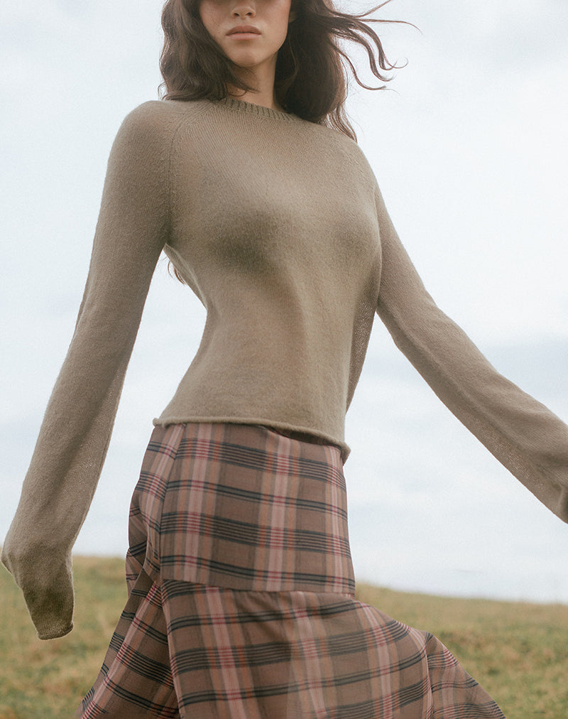 Afbeelding van Kaleo Roll Edge Jumper in gebreid kaki