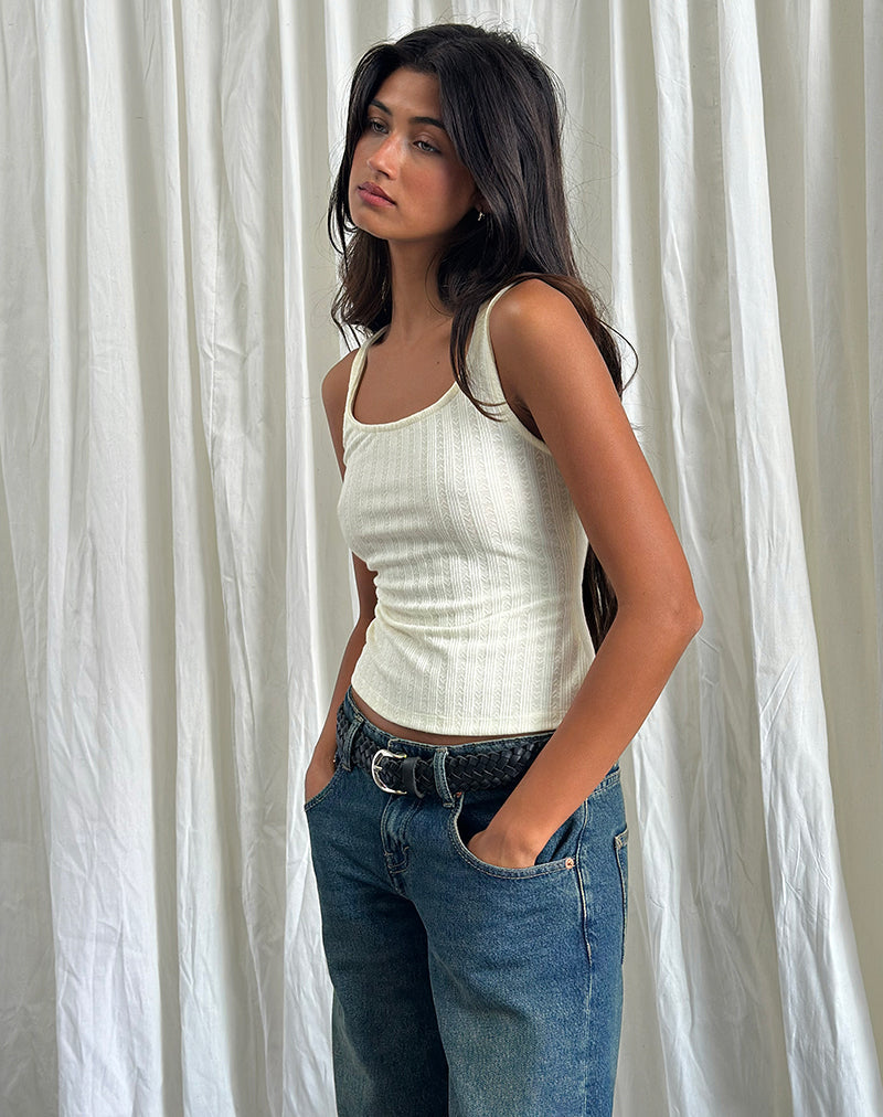 Kalinda Vest Top in Pointelle Ivoor
